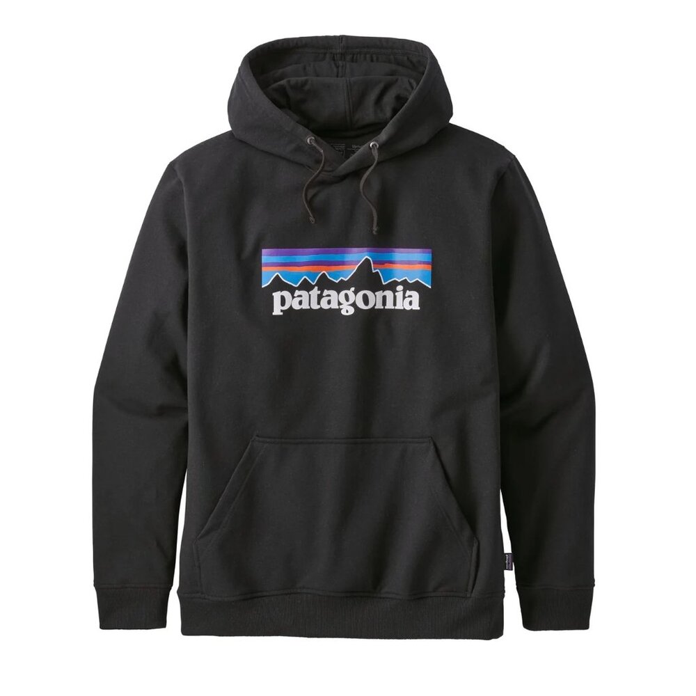 Unisex Patagonia Black Pullover Hoodie P-6 Uprisal Logo Sz S RA10051 EUC fleece